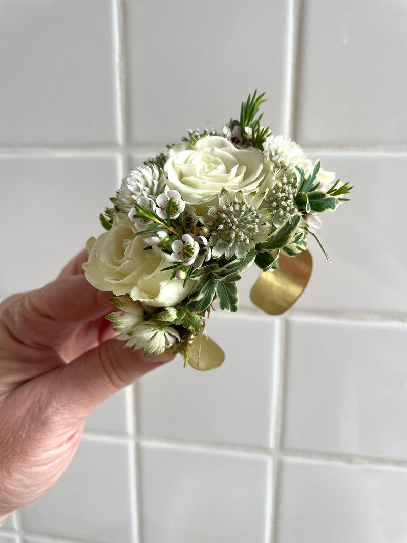 White Floral Cuff Corsage