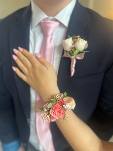 Matching Floral Cuff and Boutonniere