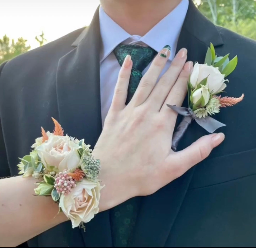 Matching Floral Cuff and Boutonniere