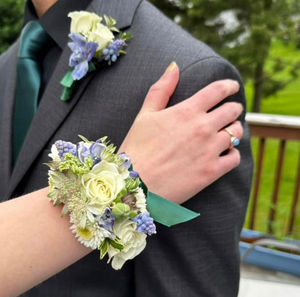 Matching Ribbon Corsage and Boutonniere