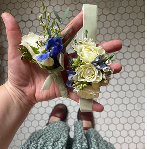 Matching Ribbon Corsage and Boutonniere