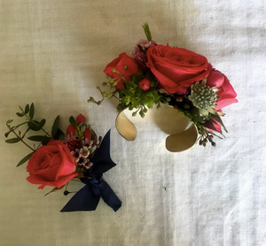 Matching Floral Cuff and Boutonniere