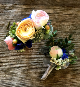 Matching Floral Cuff and Boutonniere